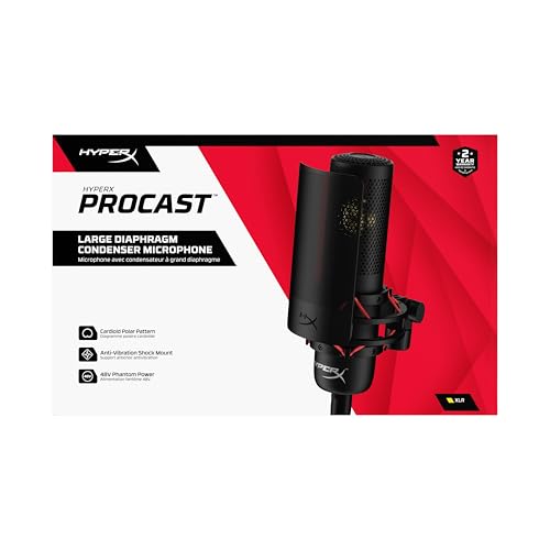 HyperX ProCast – Micro avec condensateur à grand diaphragme, connexion XLR