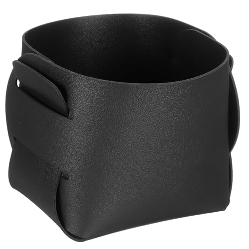 uxcell Valet Tray Organizer, PU Leather Desktop Storage Organizer Box Tray Entryway Table Bedside Nightstand Catchall Vanity Tray for Jewelry Key Coin Watch Wallet (Black)