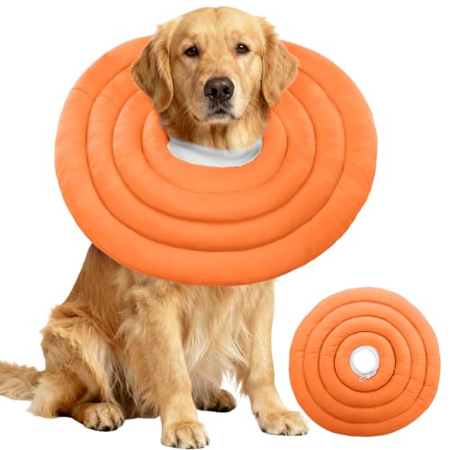 Image of IDOMIK Dog Recovery Collar, Waterproof Soft Dog Cone After Surgery, Comfy Protective Elizabethan Collar Alternative for Dogs Cats, Adjustable Pet Neck Donut Cone Anti-Licking Biting Wounds