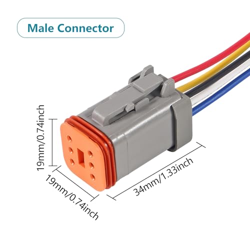 image for AITRIP 4 Sets 6 Pin Connector Kit Waterproof Electrical Connector 16 A
