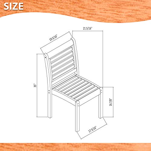 Amazonia Leeds 2-Piece Stackable Side Chair | Eucalyptus Wood | Ideal for Outdoors and Indoors - Thumbnail 3