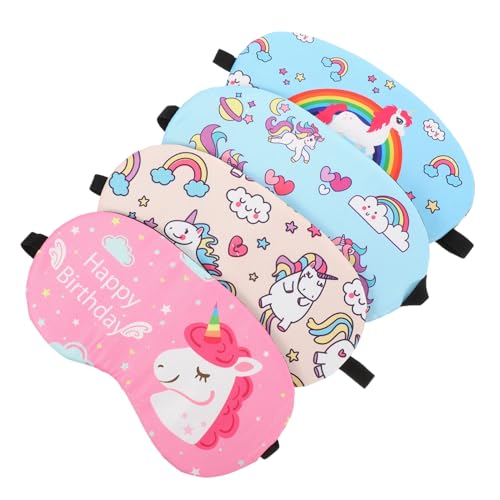 SECFOU 4個 ユニコーンアイパッチ eye mask eye patch 目隠しアイシェード 漫画のアイマスク 眠っている目 スリーピングアイマスク ポータブルアイシェード ファブリック