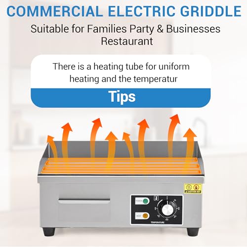 Image of Garvee 18 In Commercial Electric Griddle, Flat Top Grill Countertop Griddle