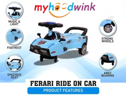 Image of myhoodwink Baby Magic Car for Kids, Ride-on Baby Car, Kids Push Car, Swing Car |Comfortable Seats Durable Ridor Ride on Toy Car for Kids, Twister Ride on, Magic Toy Car, Push Rider, Age 2+ (Blue)