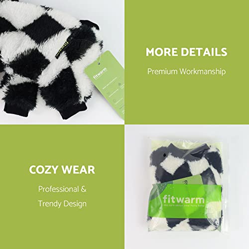 Fitwarm Argyle Thermal Dog Pajamas Fuzzy Velvet Doggie Coat Puppy Winter Onesies Doggy Soft Pjs Pet Cold Weather Clothes Cat Apparel White Xx-Large #TOP4