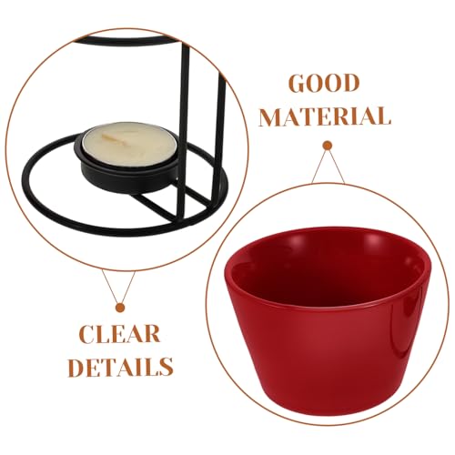BIUDECO 2sets Ceramic Melting Pot for Chocolate and Cheese Portable Butter Warmer Stand for Fondue Parties and Holiday Gatherings Design - Thumbnail 5