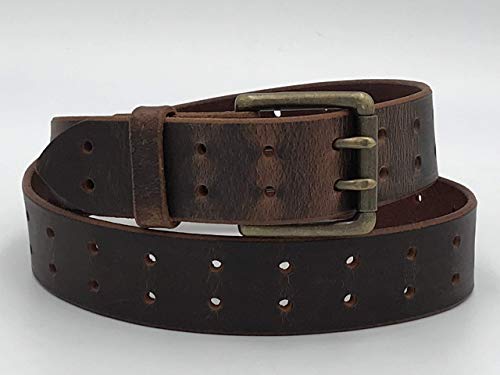 Handmade Double Hole Belt Genuine Bridle Leather 1.5 Inches Wide2
