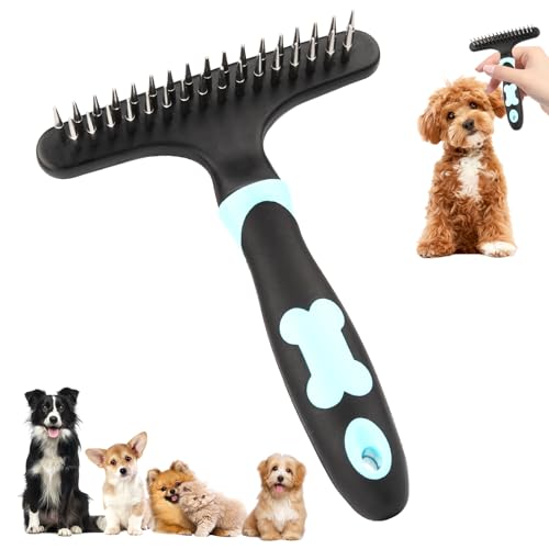 PENCHUAN Fellentwirrer Entfilzer für Langhaar Hunde & Katzen, Hundestriegel mit zwei Reihen Pins, Haustier Harkenkamm zur Entfernung von Unterwolle und Verfilzungen