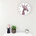 Geek Alerts Cute Pink Giraffe with Horns Exclusive Wall Clock Battery Operated Silent Non Ticking Watch for Girls Room Safari Baby Animal Nursery Decor