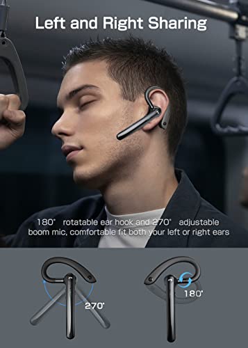 Jassco Bluetooth Headset, V5.2 Wireless Bluetooth Earpiece Handsfree Earphone With Active Noise Cancellation Mic For Driving/Business/Office, Compatible With Android Phones/Iphone/Laptop -Black #TOP2
