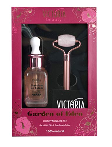 Victoria Beauty - Zestaw upominkowy dla kobiet z wałkiem jadeitowym i serum do twarzy, pudełko prezentowe dla kobiet z serum przeciwzmarszczkowym, zestaw do pielęgnacji twarzy - Garden of Eden