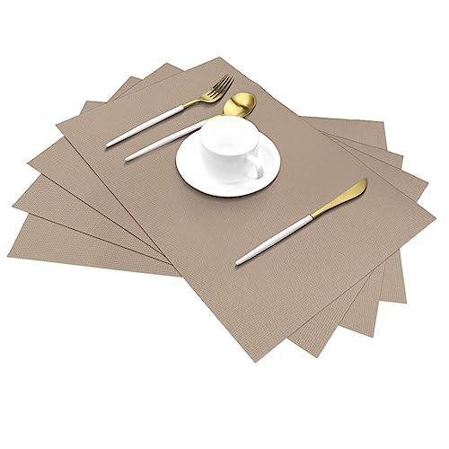 Set de table tissé marron clair rectangle 30x45 cm lot de 6 napperons lavables