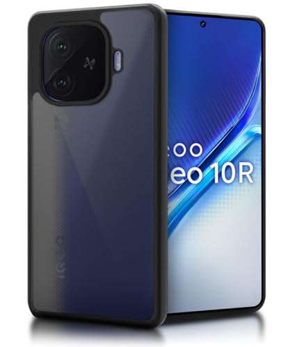 Image of WOW IMAGINE Translucent Hybrid Back Case Cover for iQOO Neo 10R 5G Smoked Matte Back | Shock Proof 360 Degree Protection | Protective Hard Case - Matte Black