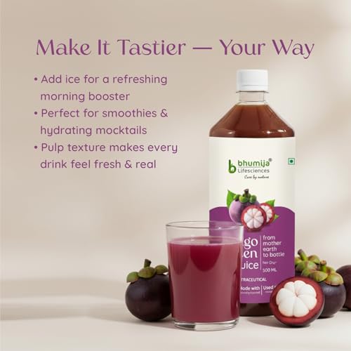 Image of Bhumija Lifesciences Mangosteen Juice - Antioxidant Rich Mangosteen Juice for Immunity Booster, Skin Brightening, Anti Aging & Digestive Support | Herbal Detox Health Drink (Pack of 2)