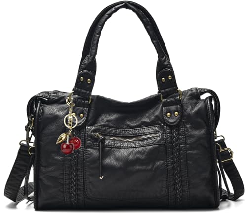 MOPOVO Crossbody Bag for Women,Large Vintage Washed Leather Handbag Purse,Y2K