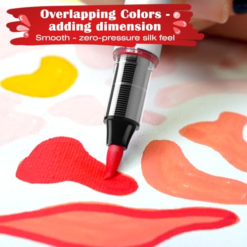 Image of SFAIH Acrylic Paint Creative Markers, 24 Colors | Brush & Chisel, High Coverage, Works for Paper, Fabric, Wood, Ceramic, Glass, Rock, Canvas, Stocking Stuffers