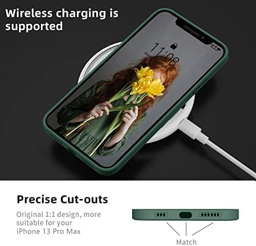 iPhone 13 Pro Max Case 6.7-Inch [ORDA] Silicone Phone Case Soft Matte Anti-Fingerprint Ultra Slim Fit Protective Anti-Scratch Cover Compatible with iPhone 13 Pro Max Matte Green