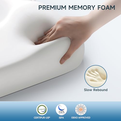 Zibroges-Neck-Pillow-Memory-Foam-Pillows-Cervical-Pillows-Support-for-Side-Back-and-Stomach-Sleepers-Cooling-and-Comfort-for-Deep-Sleep-Pillowcase-Washable-60x40cm