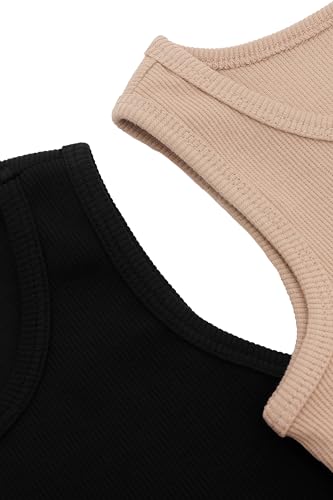 Image of Lilax Girls Crop Top Ribbed Knit Sleeveless 2 Pack Basic Cropped Tank