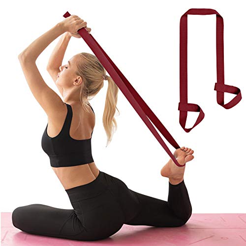 Zooeass Yoga Mat Strap, Adjustable Durable Yoga Mat Carrier & Stretching Strap, 5.9Feet, Multiple Color Choices (Red Wine,5.9Feet) #TOP3
