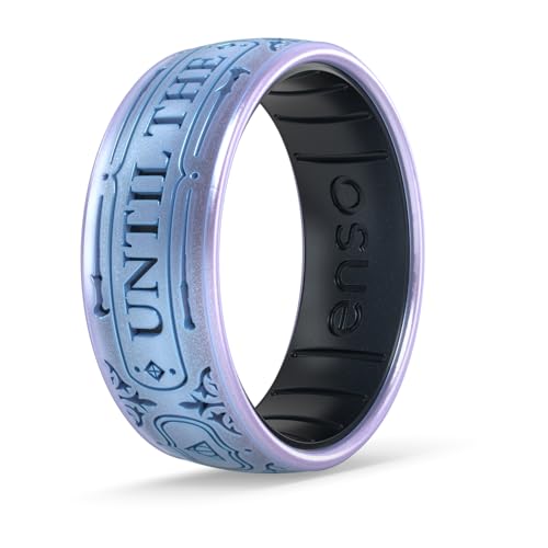 Enso Rings Wizarding World of Harry Potter Collection Dualtone Silicone Ring - Comfortable and Flexible Design - Until the Very End - Moonstone/Black Pearl - 7