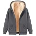 Fleecejacke Damen mit Kapuze, Warm Winterjacke Herren Langarm Flauschige Sweatjacke mit Reißverschluss Kapuzenjacke Elegante Zip Hoodie Outdoor Übergangsjacke Große Größen Einfarbig Kuscheljacke