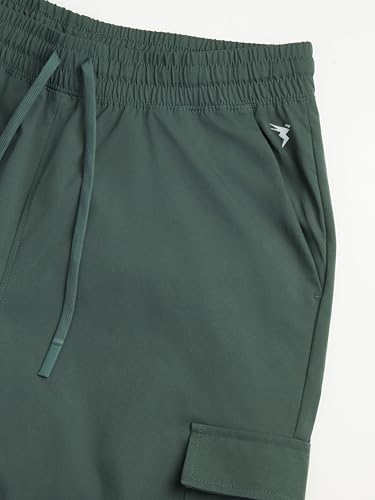 Image of TECHNOSPORT Men's Regular Fit Mid Rise Polyester Solid Cargos for Activewear, Regular Use and Quick Dry