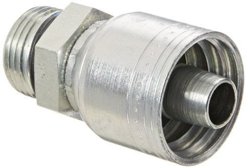 Image of Aeroquip 1AA10MB8 Carbon Steel Global TTC (Thru the Cover) Crimp Hose Fitting Male Boss O-Ring, Straight, 1 /2 inch Hose ID, 7 /8 inch - 14 Thread