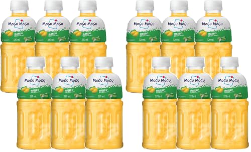 Image of Mogu Mogu Mango Juice with Nata de Coco Jelly 320ml (Pack of 12), Refreshing Tropical Thai-Made Sip & Chew Beverage