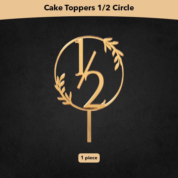 Image of Premium Golden Acrylic Cake Toppers - Perfect for Birthdays, Weddings (HALF BIRTHDAY GOLDEN ACRYLIC).