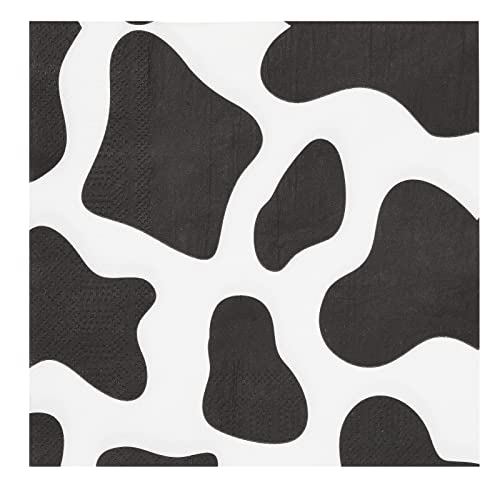 100 Pack Cow Print Napkins For Farm Animal Birthday Party Supplies (2-Ply, 6.5 X 6.5 In) #TOP4