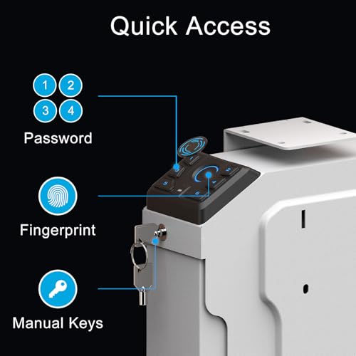 Image of VERPROOF Biometric Gun Safe for Handgun Drop Down Pistol Safe, Smart Pistol Safe with Fingerprint, PIN Code, Key Access for Nightstand, Desk, Bedside, Low-Vis Mode, Type-C Power (White)