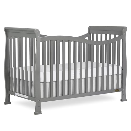 Image of Dream On Me Violet 7-in-1 Convertible Full-Size Baby Crib with Toddler, Day & Full Bed Conversion in Steel Grey, GreenGuard Gold & BSA, 4 Mattress Heights, Sustainable Pinewood