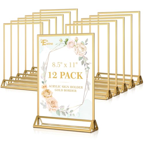 EHWINE 12 Pack Acrylic Sign Holder 8.5 x 11, Double