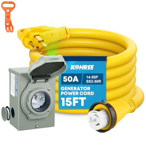 Kohree 50 Amp Generator Cord & Inlet Box Kit