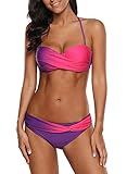 Aleumdr Damen Sommer Neckholder Backless Bikini Bademode mit Swim Trangle Briefs Violett Größe L