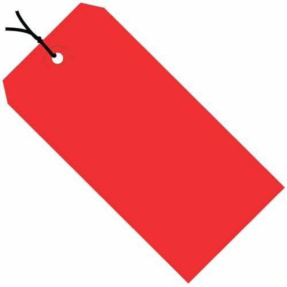 Partners Brand PG11092E Shipping Tags, Pre-Strung, 13 Pt., 8" x 4", Red (Pack of 500)