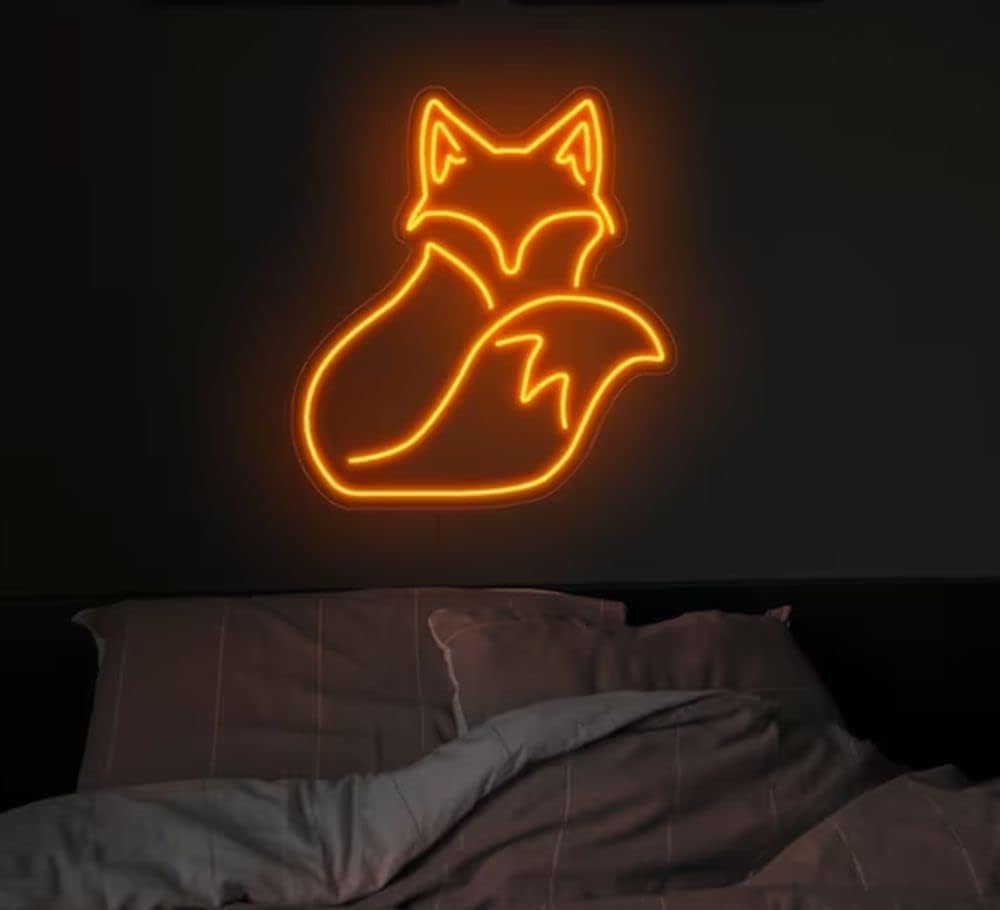 Neon Sign Fox Neon Signs for Wall Decor Animal Orange Led Light Sign for Party Bedroom Home Bar Holiday Birthday Party Personalized Sign Lights Size:45cm