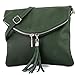 modamoda de - T139 - ital Umhängetasche Klein aus Nappaleder, Farbe:Flaschengrün