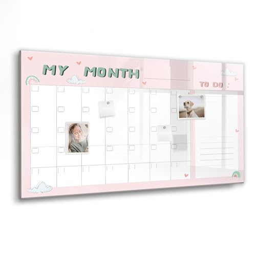 Tableau en verre magnétique pour rassembler la famille autour d'un agenda mensuel ludique