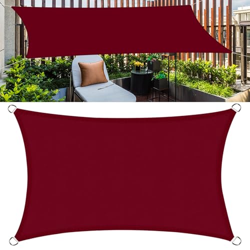 Voile d'ombrage carré 1.8x3.8 m en polyester anti-déchirure vin rouge - 2
