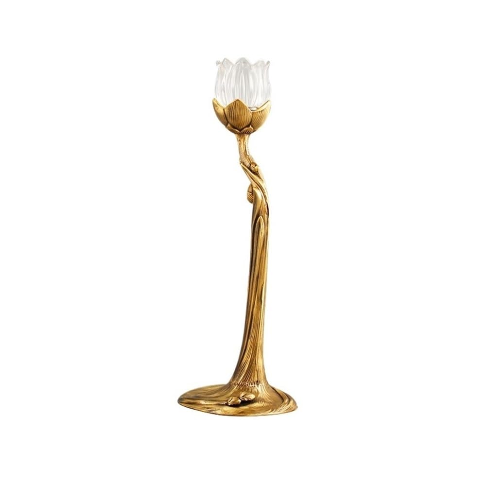 Candle Holder Brass Glass Candlestick Ornaments Home Atmosphere Light Decorative Candle Holder(L)