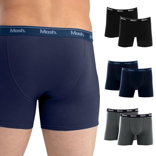 MASH Kit 6 Cuecas Plus Size Boxer Alongado Longa Alongada Box Algodão Cotton Masculino, 2 Azul - 2 C