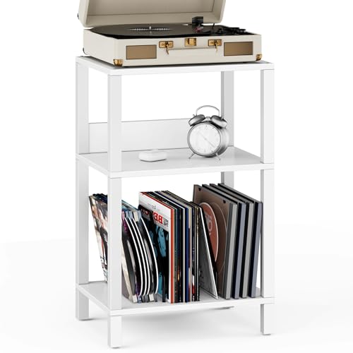 TUTOTAK Record Player Stand with Storage Up to 100 Albums