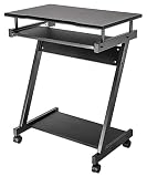 Manhattan Schreibtisch schwarz Computertisch Stabiler Z-förmiger Arbeitstisch PC Laptop Tisch Home Office mit Ablage und Tastatur Auszug 73 x 60 x 37CM