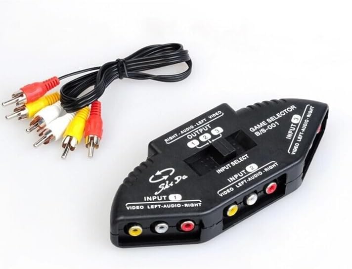 AV SWITCHER AV Switch 3-Wege-Steckdosen Konverter Port Splitter RCA Audio Video AV Switch Box Game Selector (3 in 1 Out) für TV