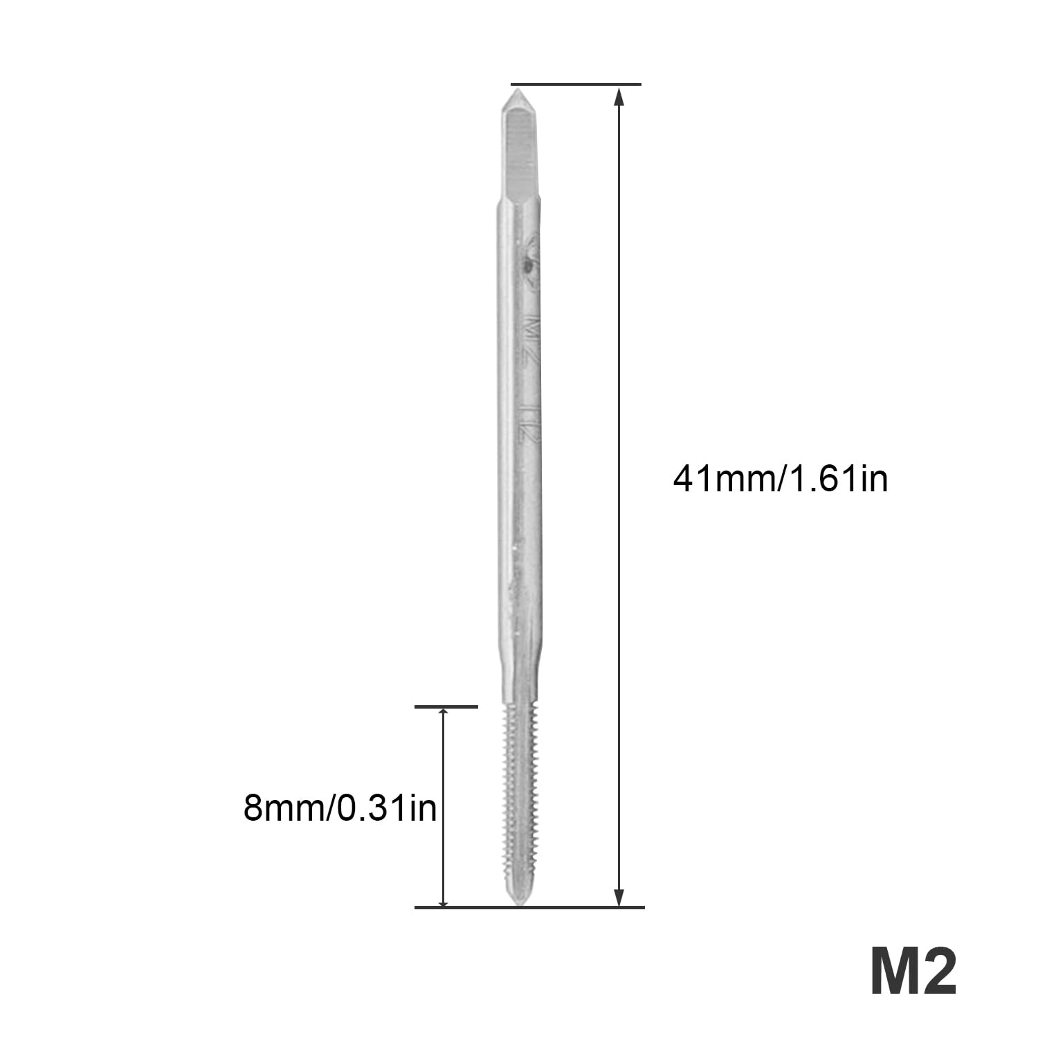 Kesiku M2*0.4 Metric Hand Thread Tap, Taper Screw Tap Set, Tapping Tool Repair Tool, 1 Pair, Silver, M2*0.4-2pc - Image 2