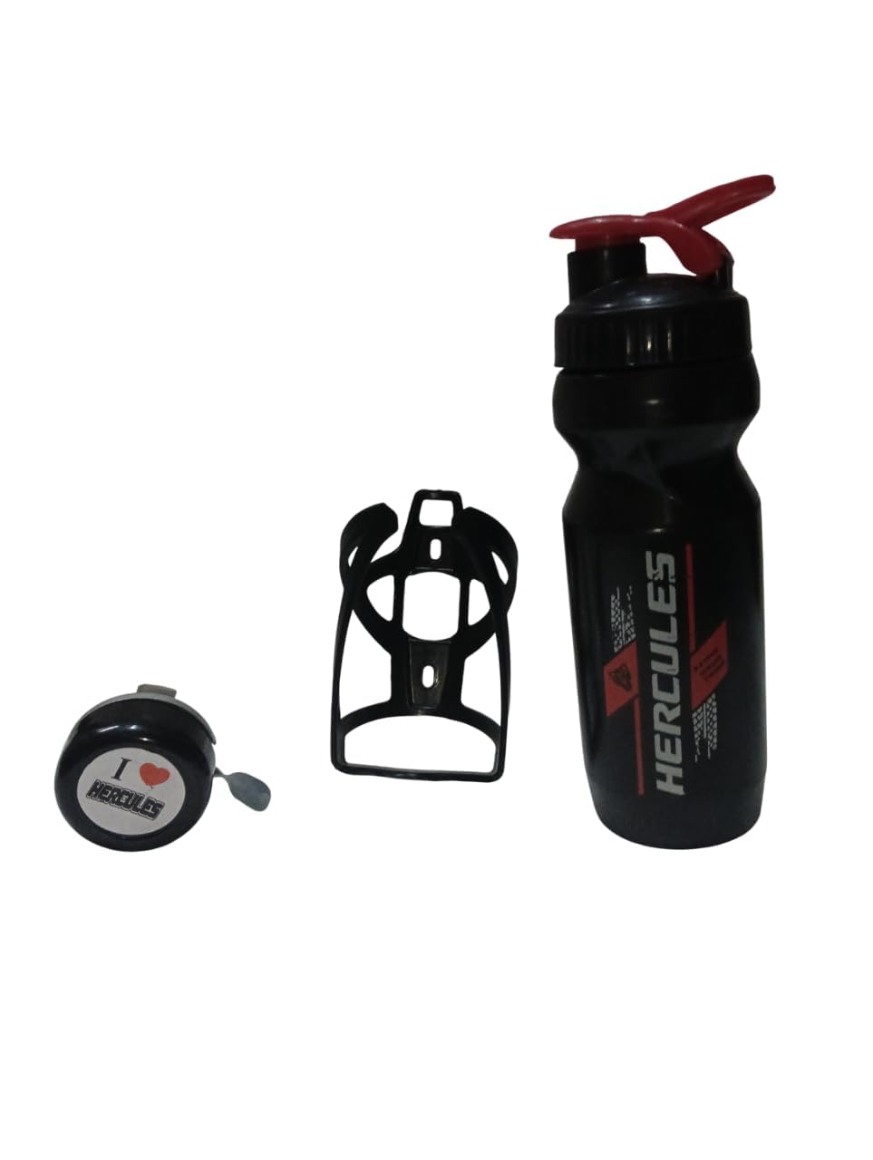 Bicycle Water Bottle with Holder & Cycle Bell | Universal Fit | Durable White-Black Combo | Ideal for All Bicycles & Riders