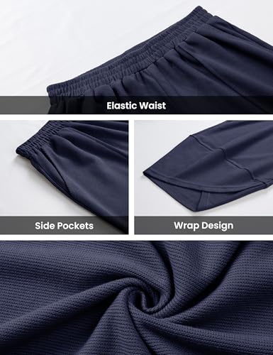 Image of Himosyber Women Cotton Pants Wide Leg Pants Casual Loose Baggy Elastic Waist Beach Palazzo Harem Pants