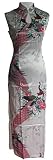 7Fairy Women's Silk White Keyhole Peacock Long Chinese Dress Qipao Size 10 US